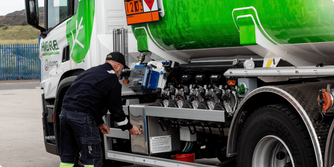 Man with Your NRG HVO Fuel Tanker